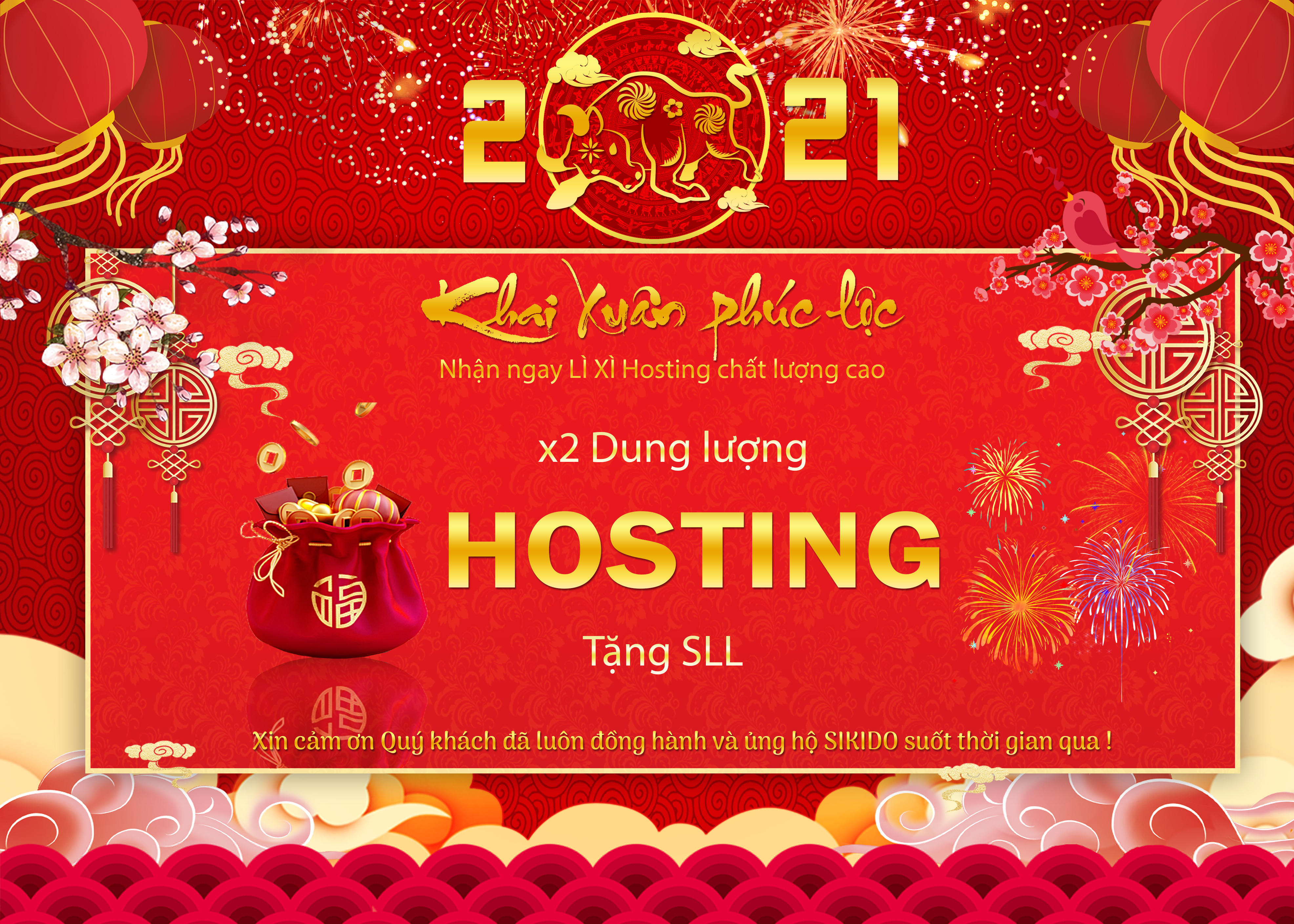   [KM] Mừng Xuân Tân Sửu 2021 – Nhận Ngay Lì Xì Hosting chất lượng cao tại SIKIDO